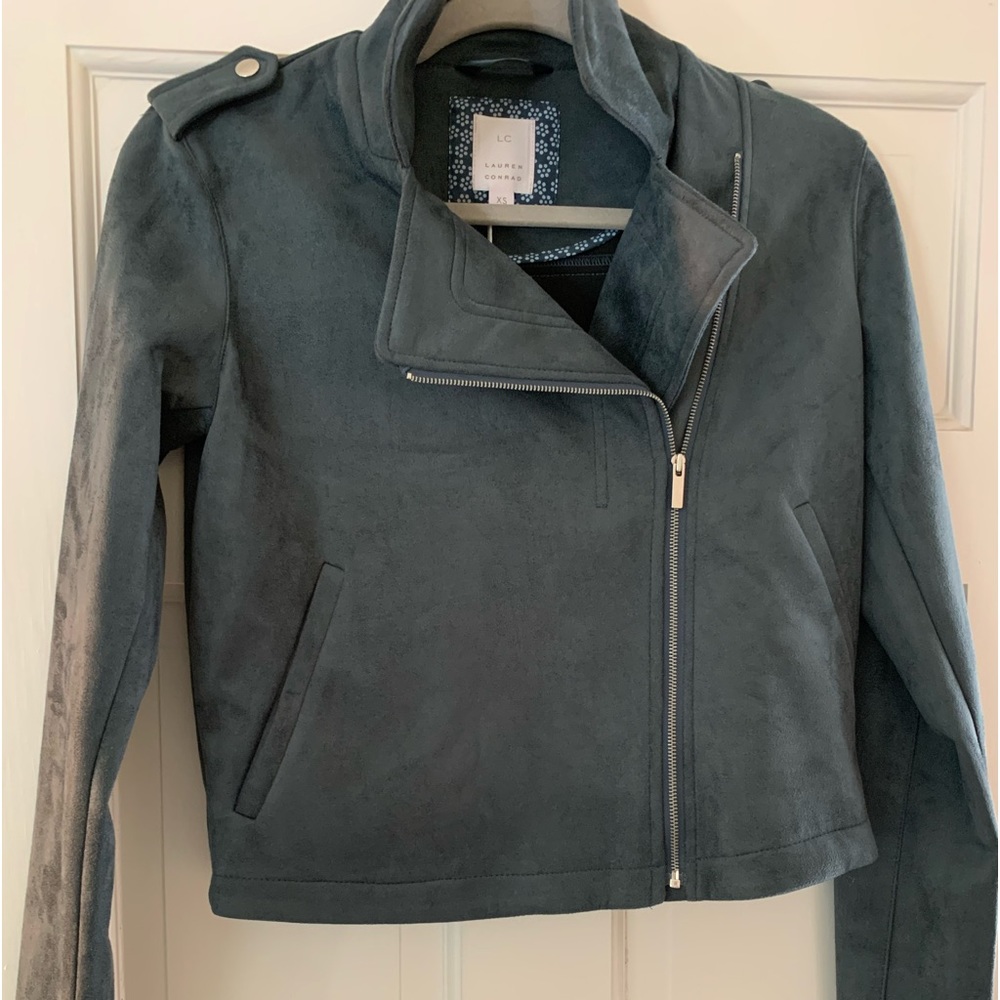 Faux suede light weight moto jacket